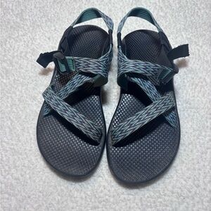 Chaco Women's Black Sandals with Teal & Purple Straps